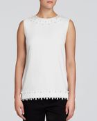 DKNY Faux Pearl Embellished Top - Lyst