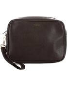 Tom Ford Brown Leather Wristlet Clutch - Lyst