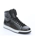 Prada Sport Black Leather Padded High Top Sneakers - Lyst