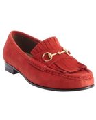 Gucci Red Suede Tassel Detail Slip On Loafers - Lyst