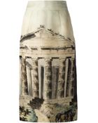 Dolce & Gabbana Temple Print Skirt - Lyst