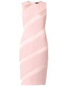 Giles Crepe And Satin Diagonally-Striped Dress - Lyst