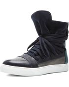 Kris Van Assche Multi Lace Suede and Leather Sneakers - Lyst