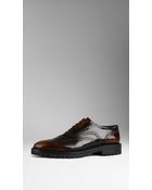 Burberry Leather Wingtip Brogues With Rubber Sole - Lyst
