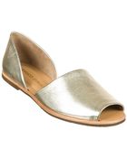 Franco Sarto Venezia Metallic Leather Open-Toe Flats - Lyst