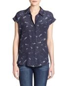 Rebecca Taylor Hummingbird-Print Silk Blouse - Lyst