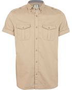 River Island Stone Short Sleeve Military Shirt - Lyst