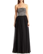 Aidan Mattox Strapless Beaded Chiffon Gown - Lyst