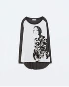 Zara Fine Knit Sweater With Drawing - Lyst