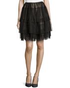 RED Valentino Lace-Trimmed Tiered Tulle Skirt - Lyst