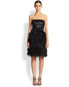 Milly Strapless Sequin & Ostrich Feather Dress - Lyst