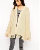 Asos Kimono Cardigan With Fringing - Lyst