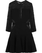 Elie Saab Lace-Paneled Stretch-Knit Mini Dress - Lyst