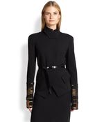 Donna Karan New York Embroidered-Cuff Belted Jacket - Lyst