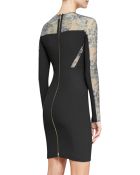 Elie Saab Long-Sleeve Lace-Inset Cocktail Dress - Lyst