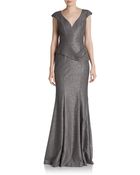 Black Halo Eve Metallic Peplum Gown - Lyst