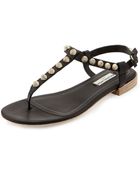 Balenciaga Giant Gold Studded Thong Sandal - Lyst