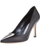 Manolo Blahnik Bb Patent Mid-Heel Pump - Lyst