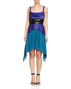 Halston Heritage Colorblock Pleated Tank Dress - Lyst