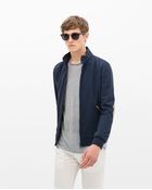 Zara Pique Jacket With Contrast Piping - Lyst