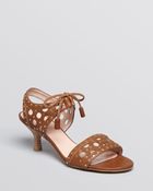 Stuart Weitzman Open Toe Sandals Circular Kitten Heel - Lyst