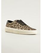 Saint Laurent Leopard Print Skate Sneakers - Lyst