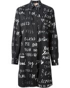 MSGM Typo Print Shirt Dress - Lyst