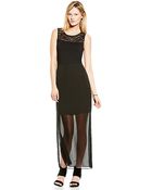Vince Camuto Lace Yoke Maxi Dress - Lyst