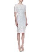 Pamella Roland Short Sleeve Lace Overlay Cocktail Dress - Lyst