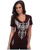 Affliction Silver Heart S/S V-Neck Tee - Lyst