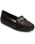 Ak Anne Klein Embossed Buckle-Trim Loafers - Lyst