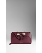 Burberry Bow Detail Leather Ziparound Wallet - Lyst