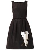Oscar de la Renta Parrot-Embellished Silk Dress - Lyst