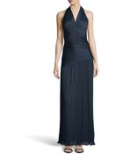Halston Heritage Ruched Charmeuse Halter Gown - Lyst