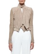 Halston Heritage Cropped Suede Overlay Jacket - Lyst