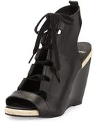 Pierre Hardy Leather Lace-Up Wedge Sandal - Lyst