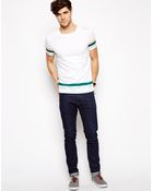 Asos Stripe T-Shirt With Hem And Sleeve Print - Lyst
