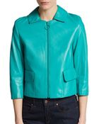 Akris Punto Cropped Leather Jacket - Lyst