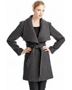 Anne Klein Singlebreasted Envelope Collar Wool Coat - Lyst