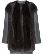 Giambattista Valli Wool and Cashmere Blend Coat with Fur - Lyst