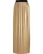 Enza Costa Metallic Pleated Woven Maxi Skirt - Lyst
