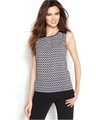 Calvin Klein Graphic-Print Pleated Top - Lyst