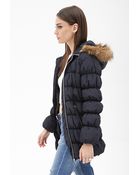 Forever 21 Faux Fur-Trimmed Puffer - Lyst