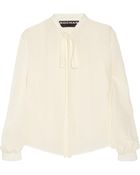 Rochas Pussy-Bow Silk Crepe De Chine Blouse - Lyst