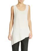 Eileen Fisher Asymmetrical Silk Georgette Top - Lyst