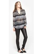 L'Agence L/S Band Collar Blouse - Lyst