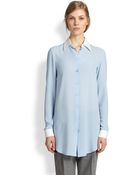 Michael Kors Contrast-Collar Silk Shirt - Lyst
