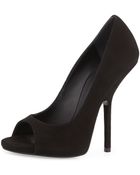 Giuseppe Zanotti Suede Peep-Toe Pump - Lyst