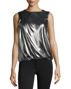 Rachel Zoe Metallic Zip-Detail Sleeveless Top - Lyst