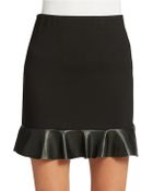 William Rast Faux Leather Ruffle Skirt - Lyst
